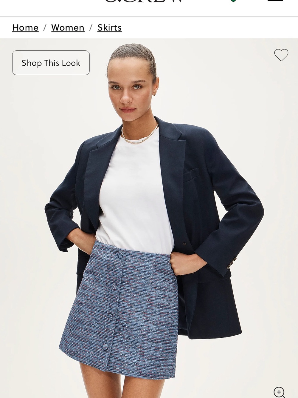 J.Crew Fairfax button-front mini skirt in tweed